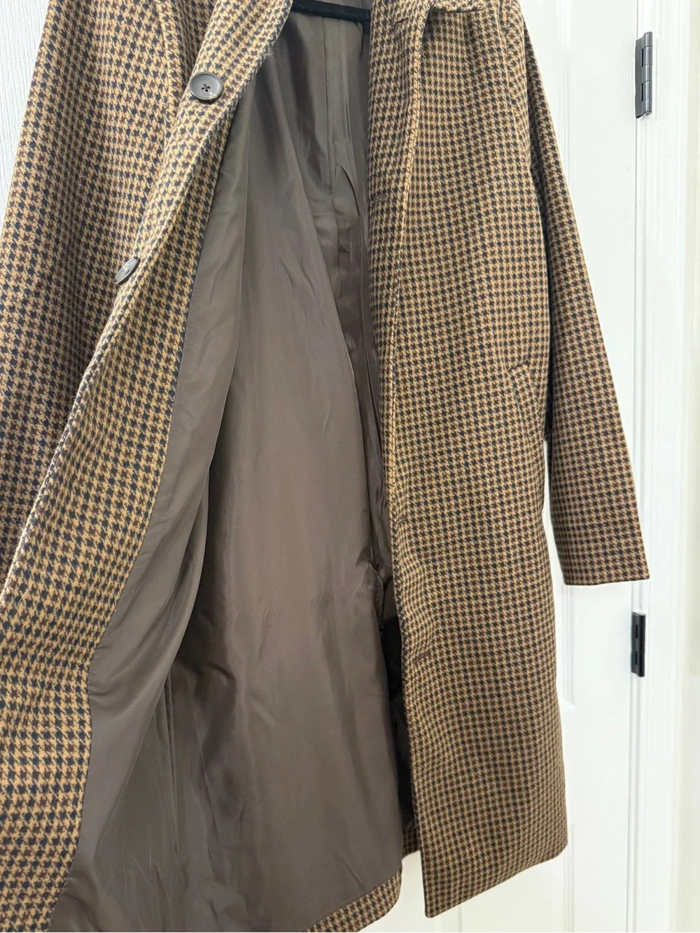 Old Navy Relaxed Houndstooth Topcoat Brown Chocolate Pot de Crème Small